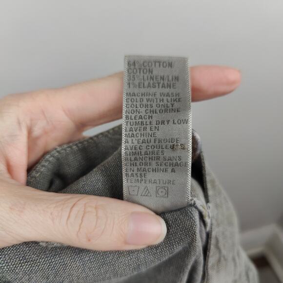 Standard James Perse Cotton Linen Pants Womens Small 1 Gray Side Zip Slim Fit - Picture 10 of 11